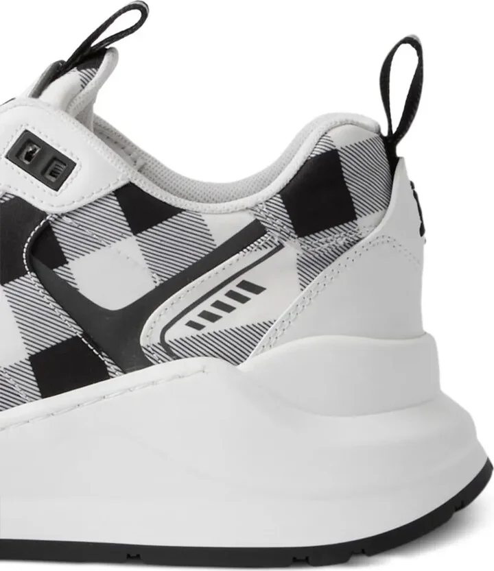 Check-Pattern Leather Sneakers - Image 2