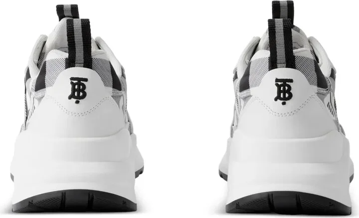 Check-Pattern Leather Sneakers - Image 3