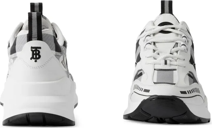 Check-Pattern Leather Sneakers - Image 4