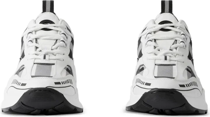 Check-Pattern Leather Sneakers - Image 5