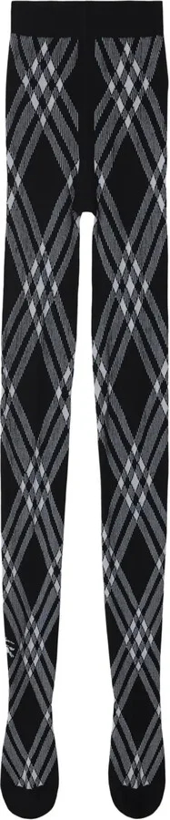 Check-Print Wool-Blend Tights