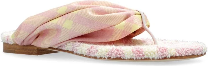 Check Printed Open-toe Flat Sandals - Image 2