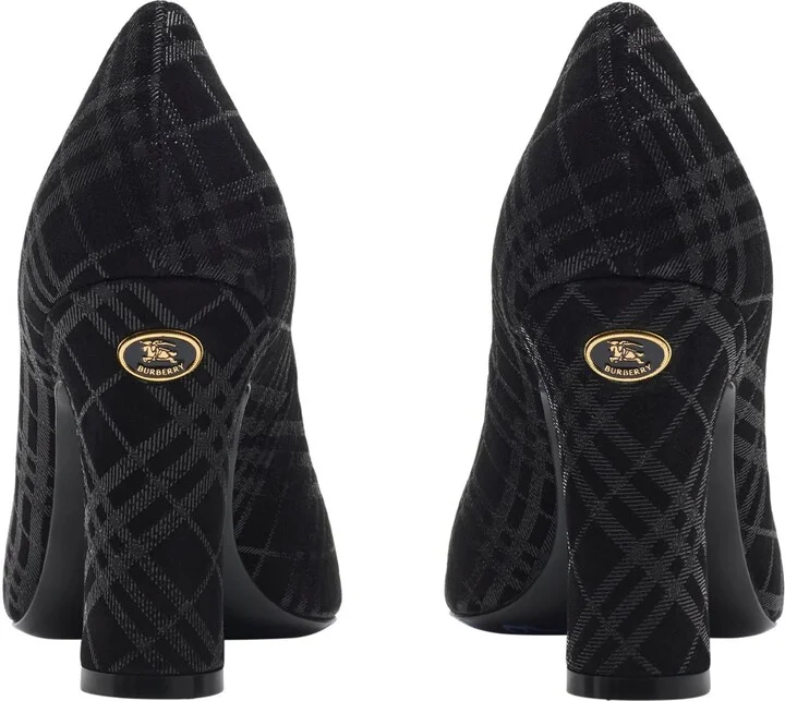 Check Suede Trinket Pumps - Image 4