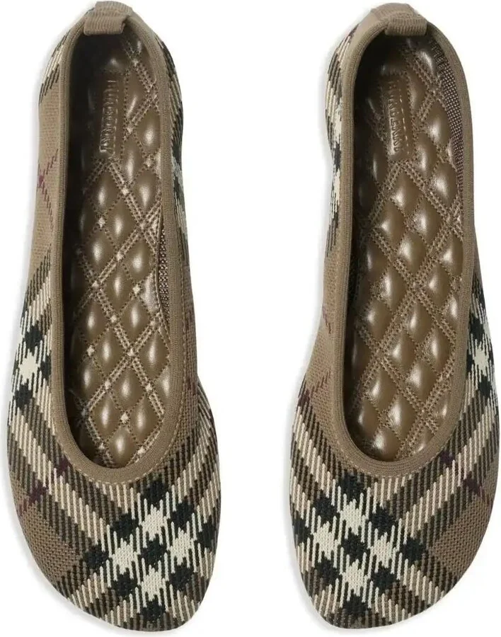 Checked Knitted Ballet Flats - Image 4
