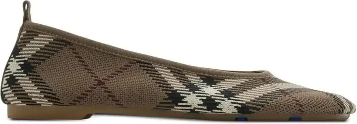 Checked Knitted Ballet Flats