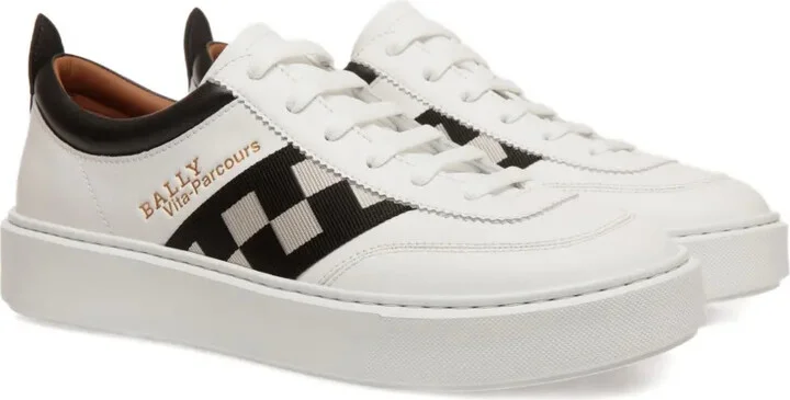Checked-Ribbon Leather Sneakers - Image 2