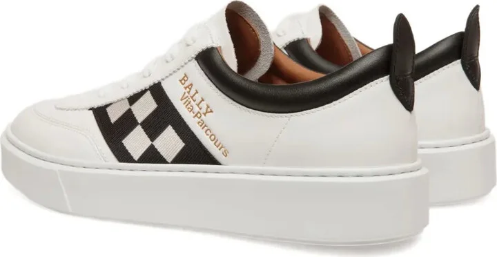 Checked-Ribbon Leather Sneakers - Image 3