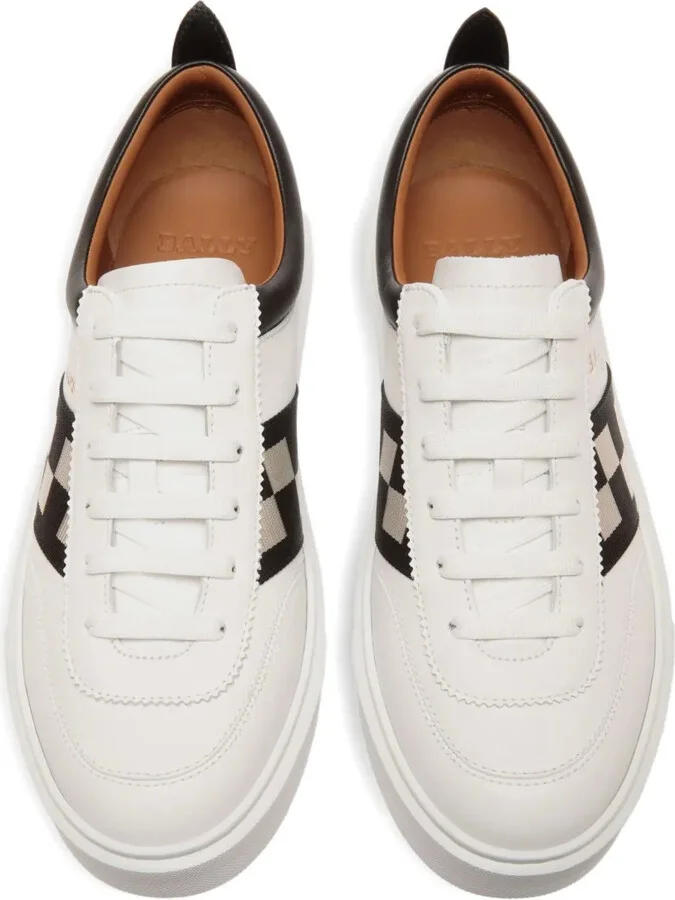 Checked-Ribbon Leather Sneakers - Image 4