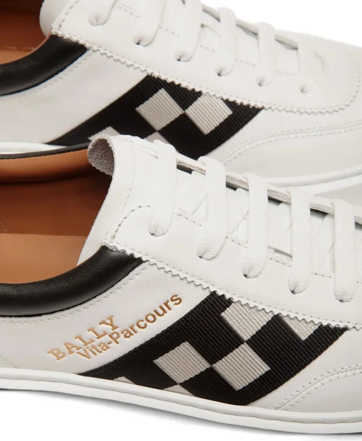 Checked-Ribbon Leather Sneakers - Image 5
