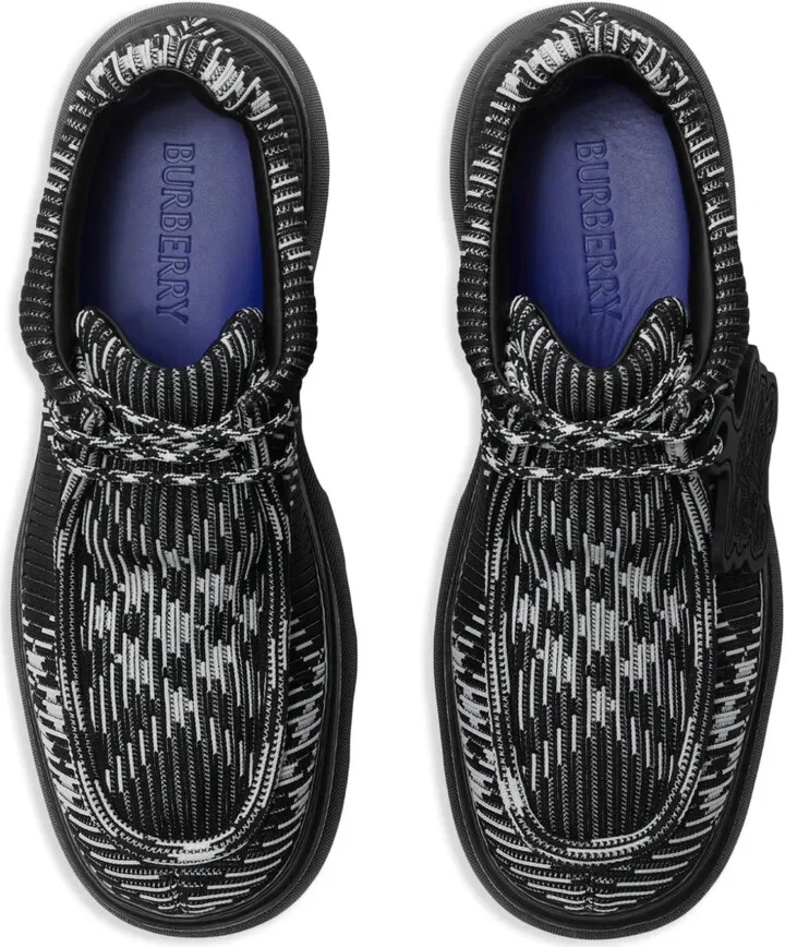 Checked Round-Toe Derby Shoes - Image 4