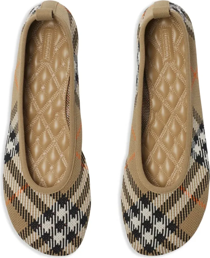 Checkered Knitted Ballerina Shoes - Image 4