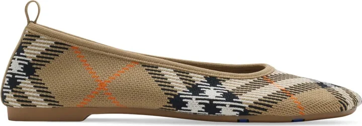 Checkered Knitted Ballerina Shoes