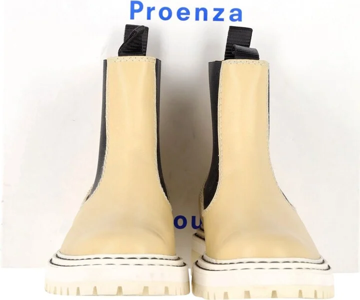 Chelsea Ankle Boots in Beige Leather