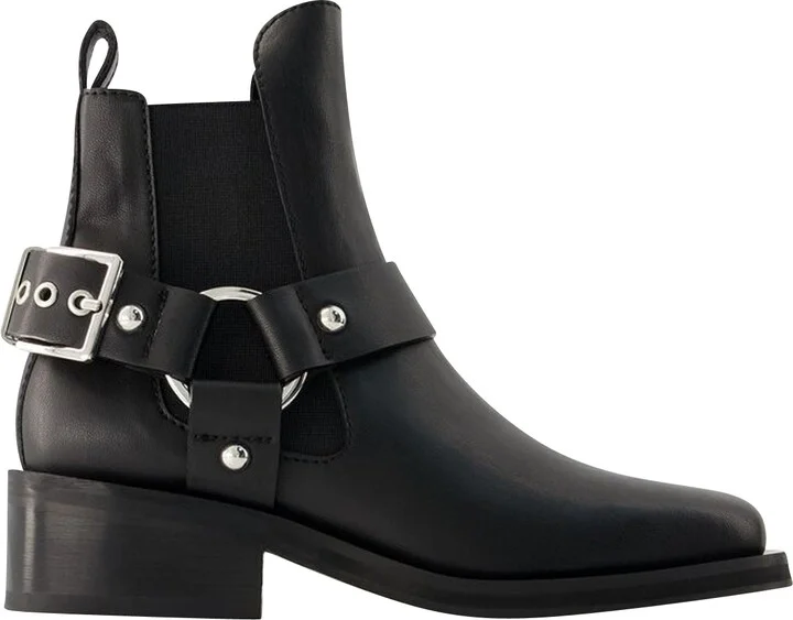 Chelsea Biker Ankle Boots - Ganni - Leather - Black