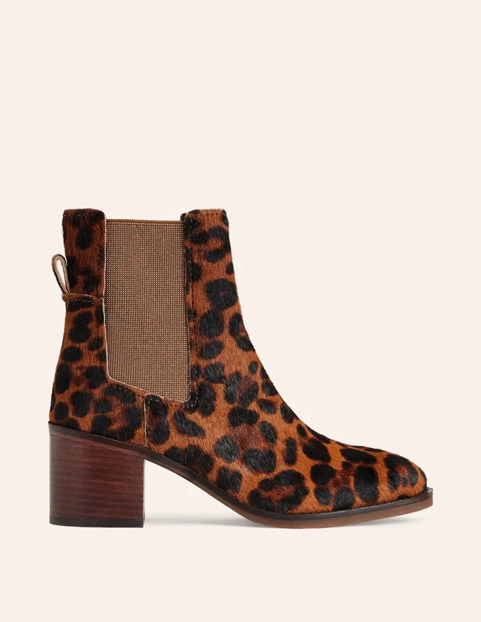 Chelsea Block Heel Boots, Leopard - Image 2