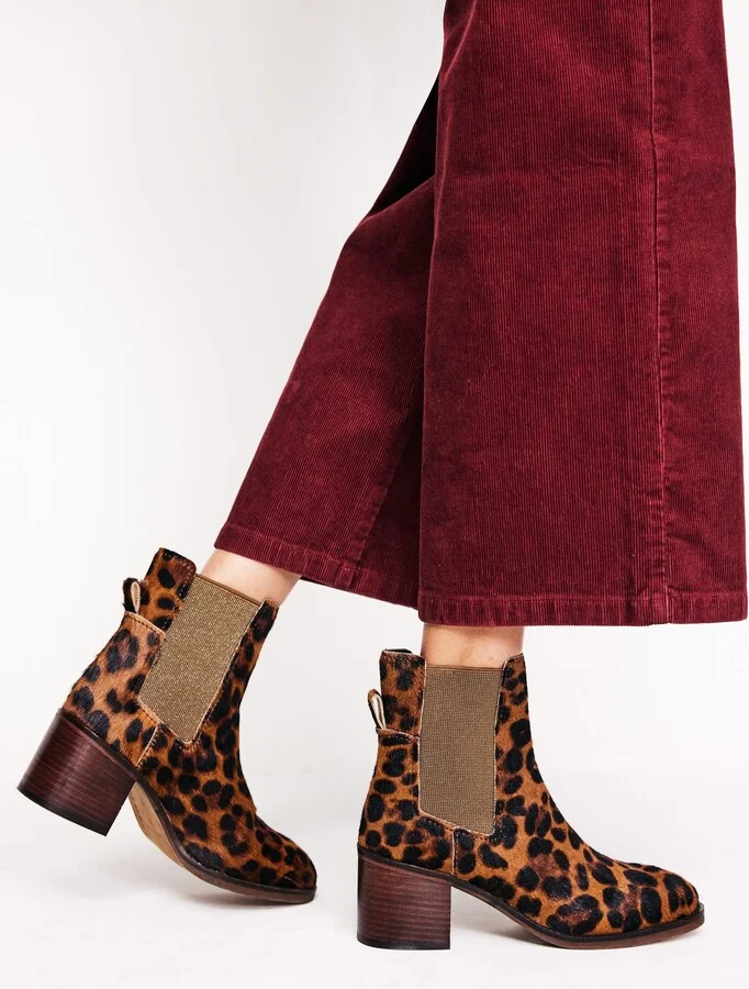 Chelsea Block Heel Boots, Leopard