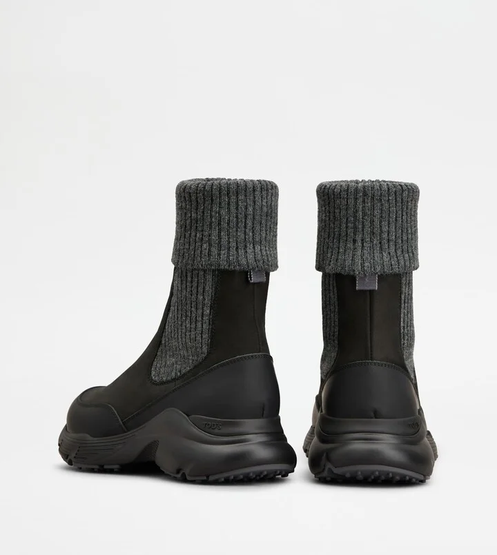 Chelsea Boots in Nubuck and Knit - Image 3