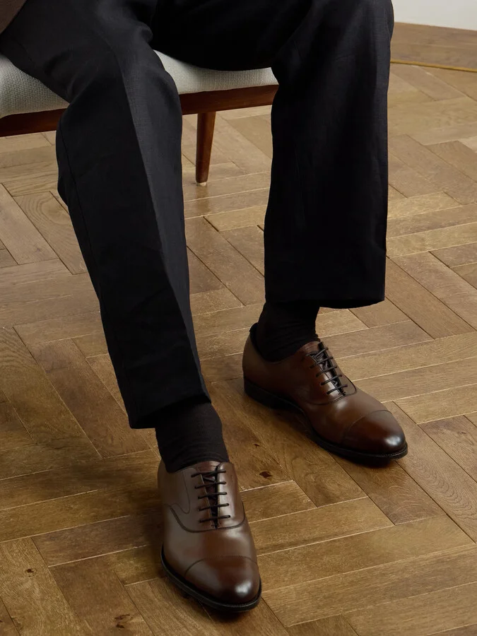 Chelsea Cap-Toe Burnished-Leather Oxford Shoes - Image 2