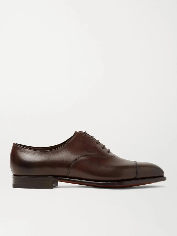 Chelsea Cap-Toe Burnished-Leather Oxford Shoes