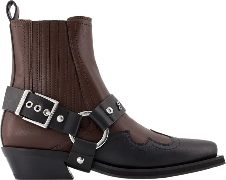 Chelsea Western Boots - Ganni - Synthetic Leather - Black