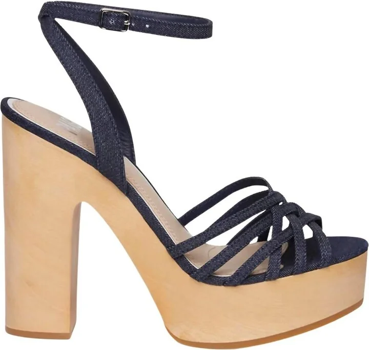 Chelsey Woven Platform Sandal In Indigo Denim