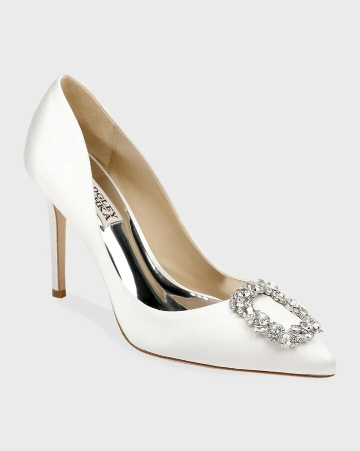 Cher Satin Buckle Cocktail High-Heel Pumps - Image 3