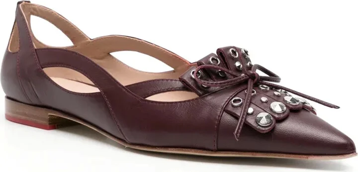 Cherry leather ballerina shoes - Image 2