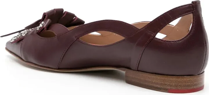 Cherry leather ballerina shoes - Image 3
