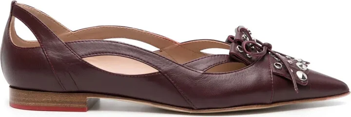 Cherry leather ballerina shoes