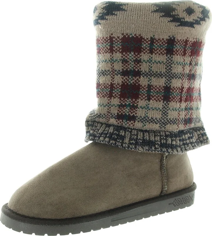 Cheryl Womens Knit Faux Suede Winter & Snow Boots