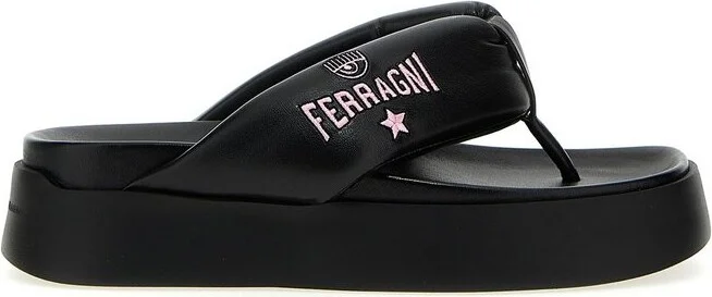 Chiara Ferragni Logo Detailed Platform Flip Flops