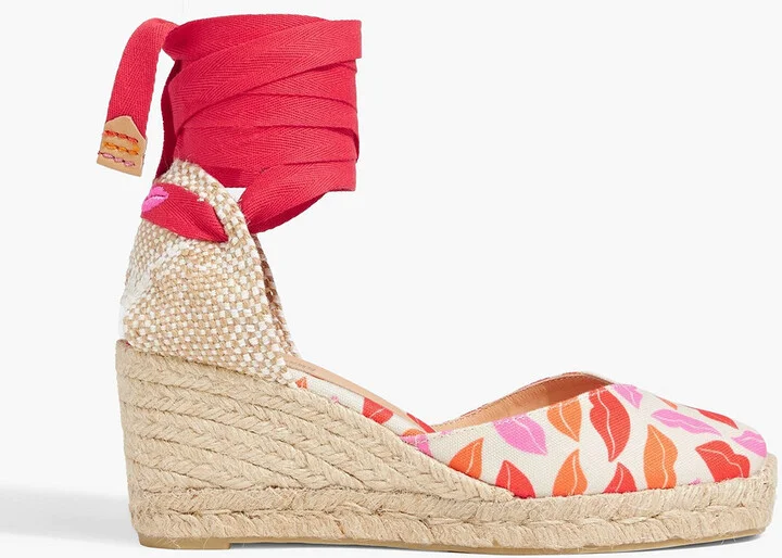 Chiara printed canvas wedge espadrilles