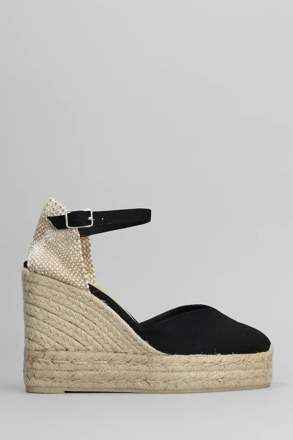 Chiarita-8ed-001 Wedges In Black Canvas