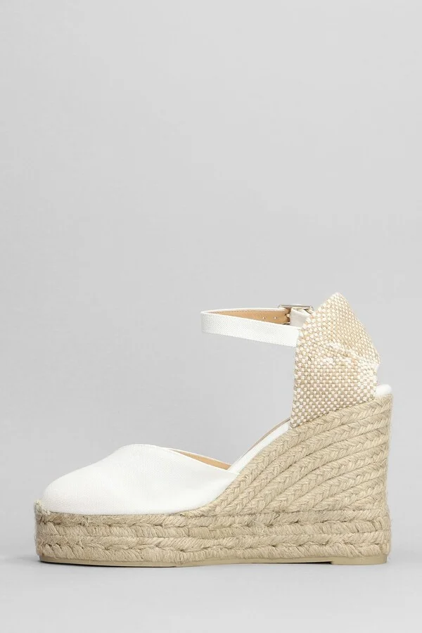 Chiarita Wedges In White Canvas - Image 3