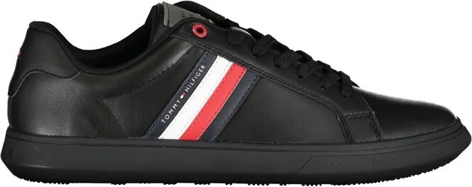 Chic Black Sneakers with Iconic Contrast Men's Details