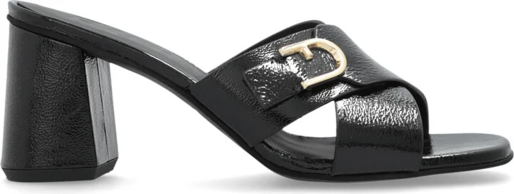 Chic Heeled Mules, , - Black