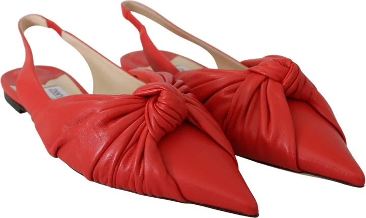 Chic Red Pointed Toe Leather Women's Flats - Image 2