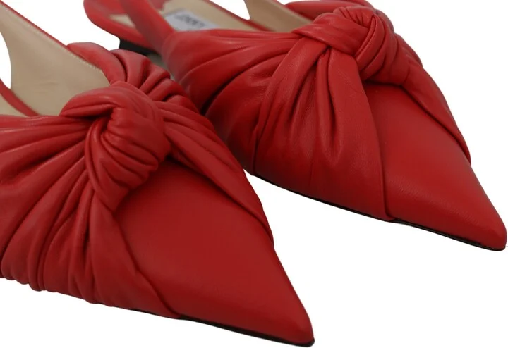 Chic Red Pointed Toe Leather Women's Flats - Image 3