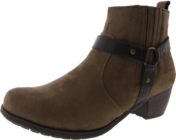 Chicory Womens Faux Suede Block Heel Ankle Boots