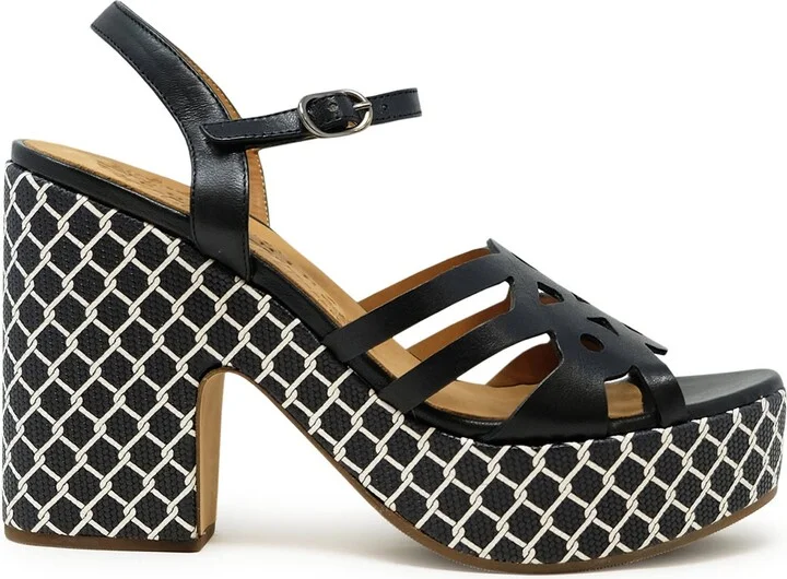 Chie Mihara Black Leather Jelele Sandals