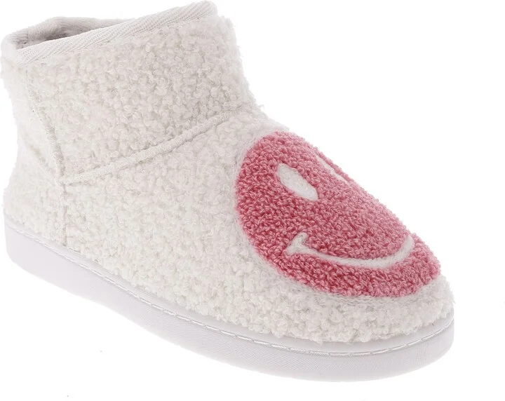 Chill Smiley Faux Shearling Bootie Slipper