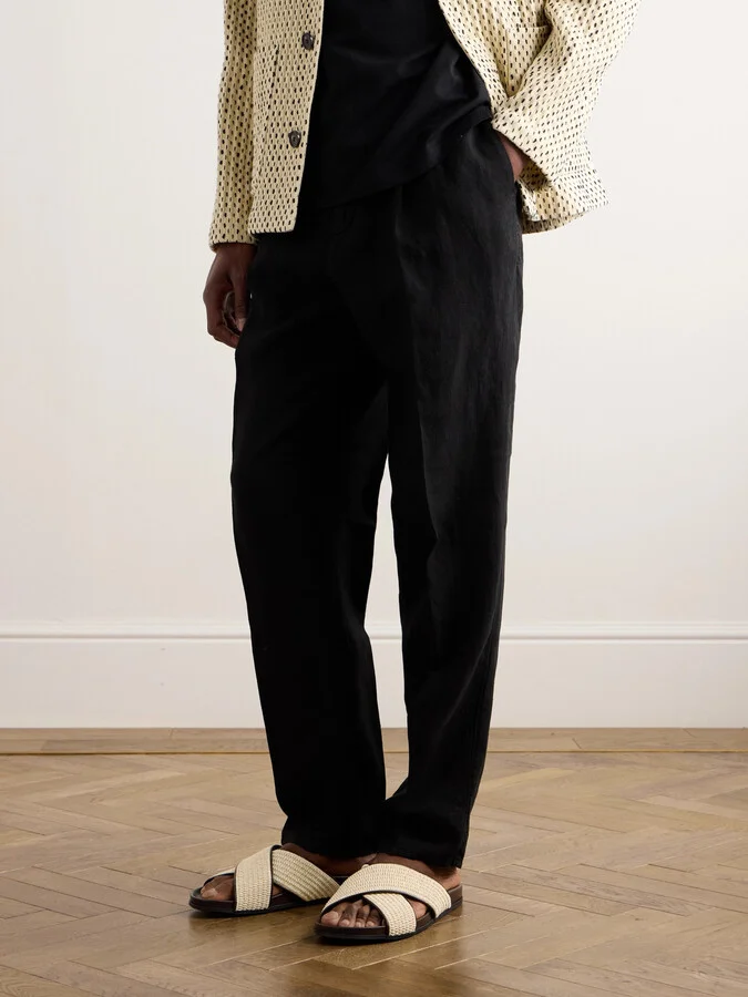 Chiltern Leather-Trimmed Raffia Sandals - Image 2