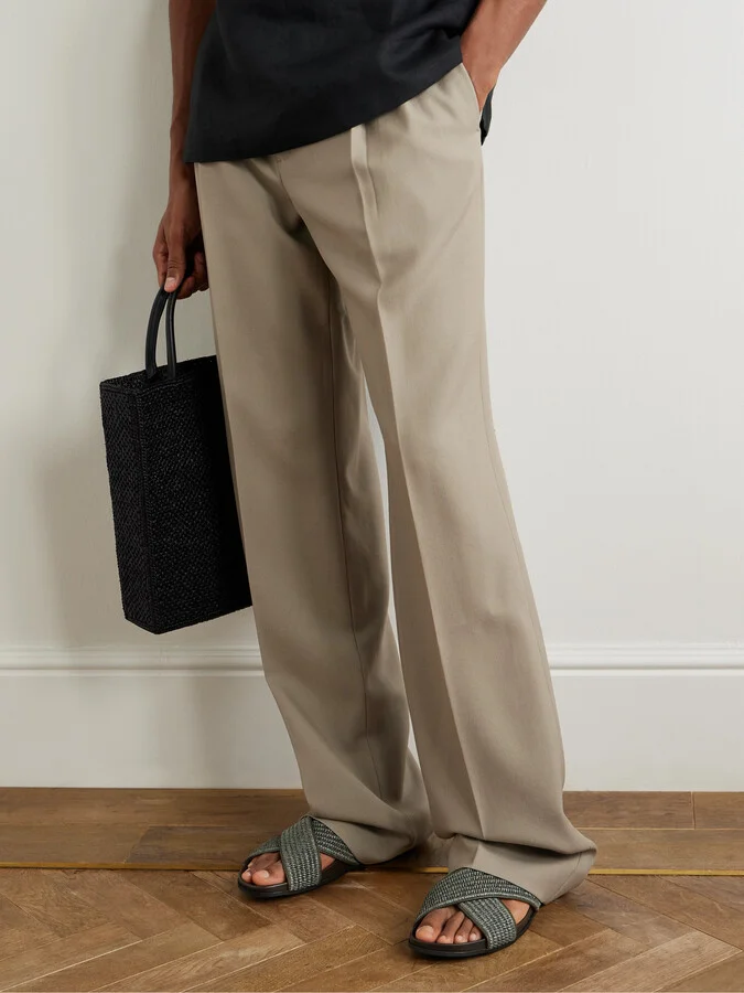 Chiltern Leather-Trimmed Raffia Sandals - Image 2