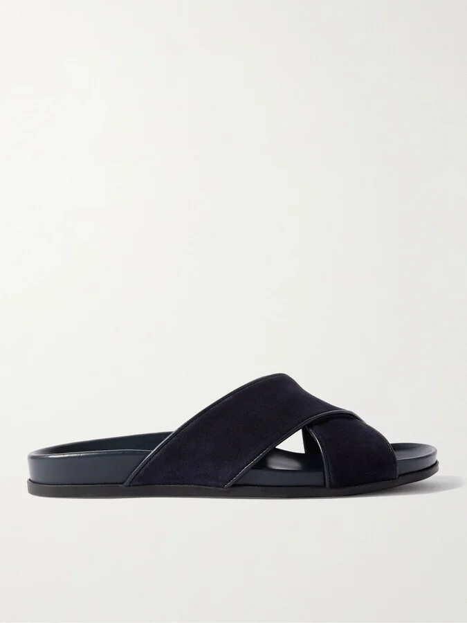 Chiltern Leather-Trimmed Suede Sandals