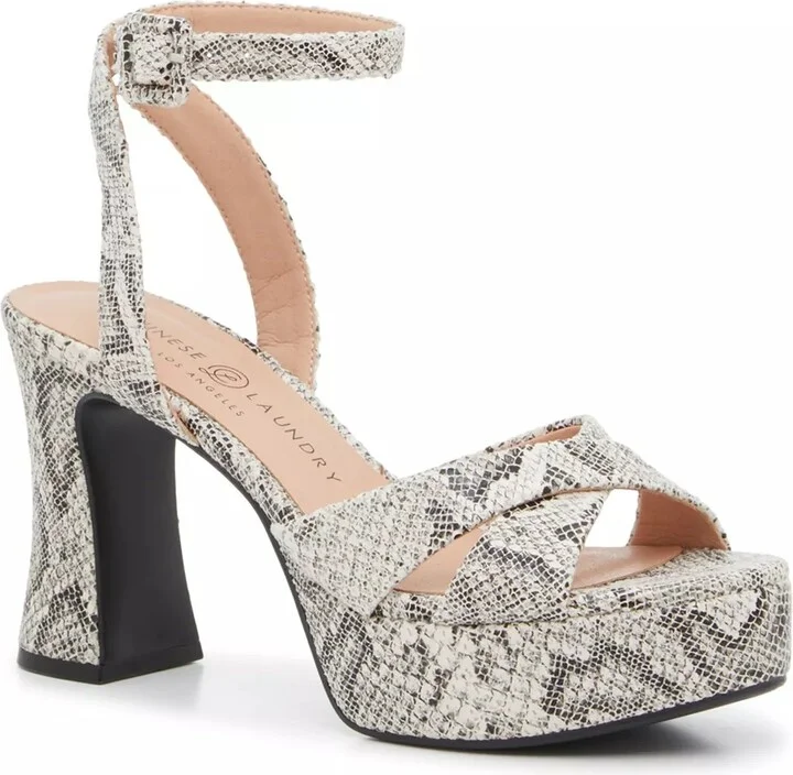 Black/Ivory Snake Print Synthetic