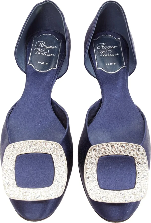 Chips Strass Satin Crystal Square Buckles Flat Shoes