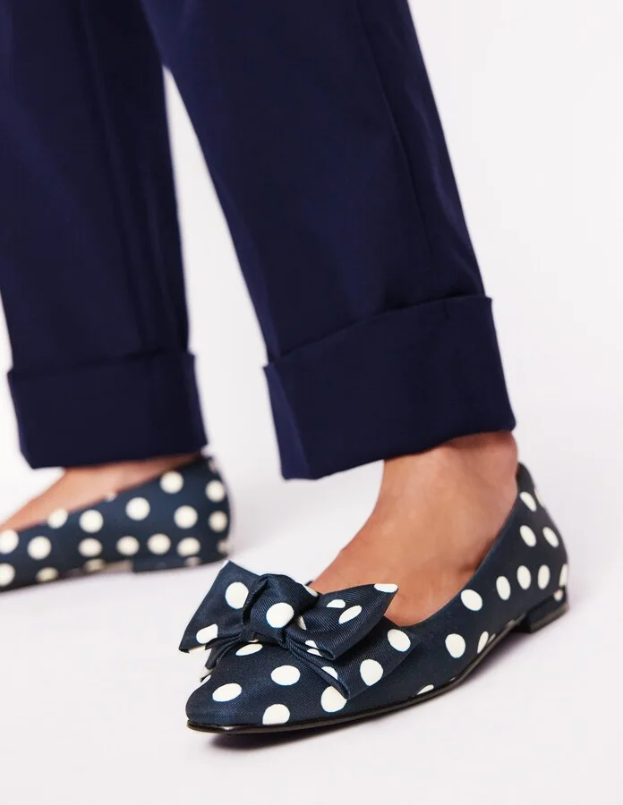 Chisel Toe Ballet Flat, French Navy, Abstract Dot - Image 2