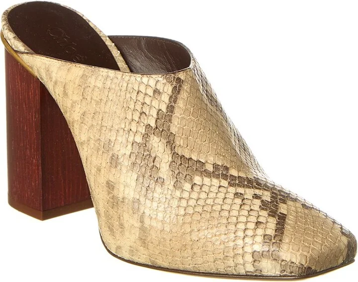 Chloé Ambre Snake-Embossed Leather Mule