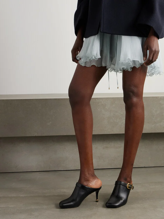 Chloé - Andrea Buckled Leather Mules - Black - Image 2