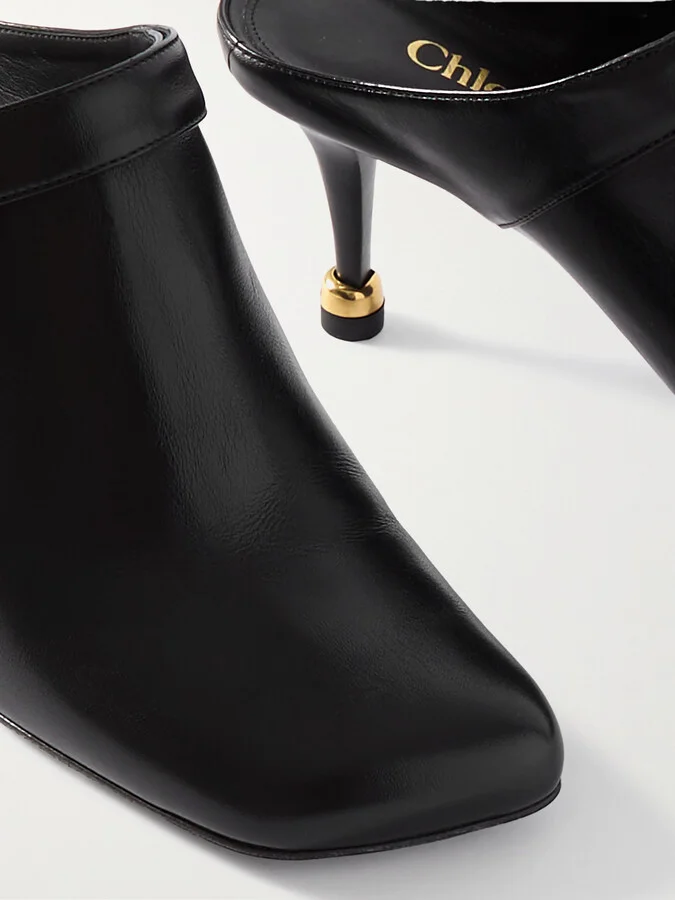 Chloé - Andrea Buckled Leather Mules - Black - Image 4